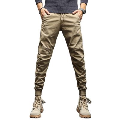 China 2021 Autumn Winter Men Military Anti-pilling Slim Fit Cotton Spandex Plus Size Pants Ankle Length Elastic Leg Opening Cargo Pants Overall for sale