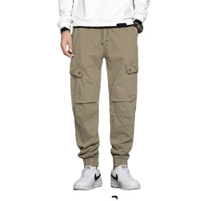 China 2021 Autumn Winter Men's Military Anti-pilling Heavy Cotton Slim Fit Plus Size Elastic Pants Ankle Length Leg Opening Cargo Pants Overall for sale