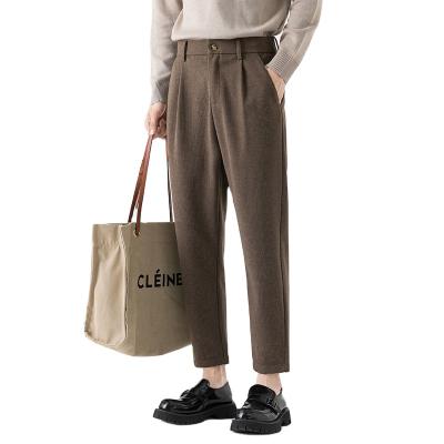 China Vintage casual elastic men's stretch pants half waist anti-pilling ankle breeches hot basic simple slim fit length for sale