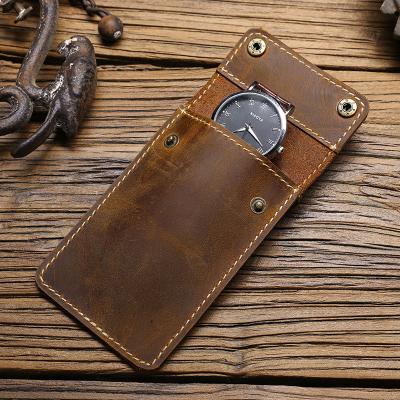 China Leather Watch Travel Case for Men and Women Velvet Watch Portable Pocket Watch Storage Bag and Organizer for sale