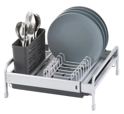 China Hot Selling Multifunctional Expandable Aluminum Dish Drainer Rack Viable For Kitchen Storage for sale