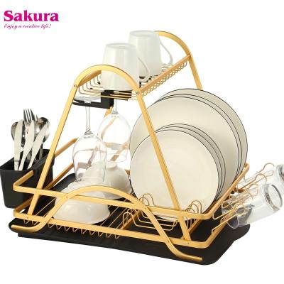 China Viable Stylish Aluminum Dish Drainer Rack For Kitchen Organization Large Capacity Aluminum Rack for sale