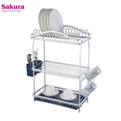 China Stylish Aluminum Dish Drainer Rack Stored For Kitchen Organization Large Capacity Aluminum Rack for sale