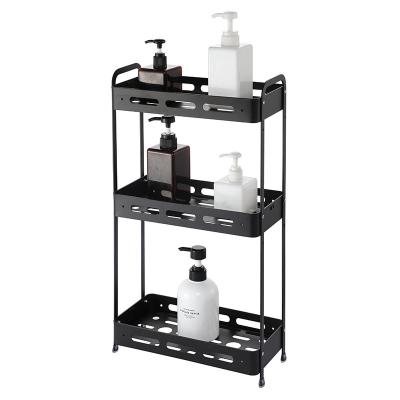 China Sustainable Three Layer Knocked Down Standing Design 3 Tier Bathroom Organizer Wall Mounted Rack for sale