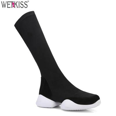 China Hot Selling Fashion Boots Ladies Shoes Suede Rubber Sock Booties Women Shoes Half Flat OEM Boots for sale