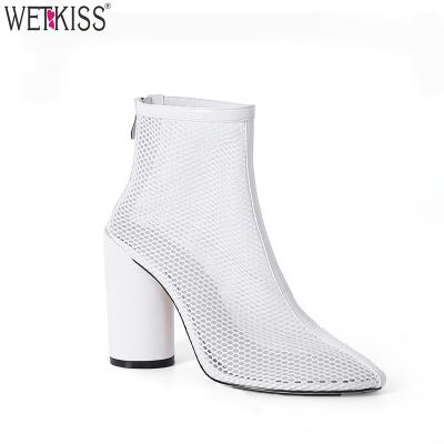 China Fashion\OEM Comfortable\Durable Shoes Mesh Summer Boots Thick High Heel Ladies Ankle Summer Boots Shoes Women for sale