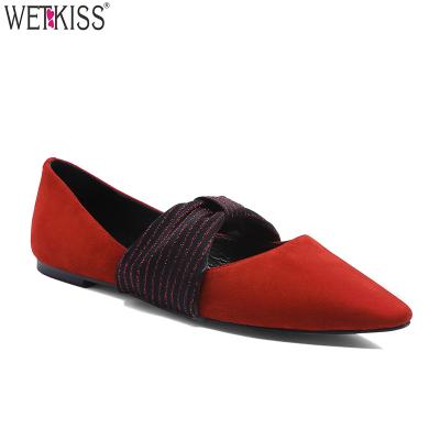 China Ladies Slip On Fancy Shoes Pointed Toe Suede Mary Jane Flats Instep Strap Bow Slip On Flats OEM Shoes for sale