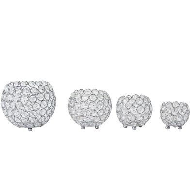 China Net Glass Candle Crystal Bowl Metal Crystal Lampshade Flower Modern Wholesale Glass Vase Factory Holder Wedding Decoration for sale