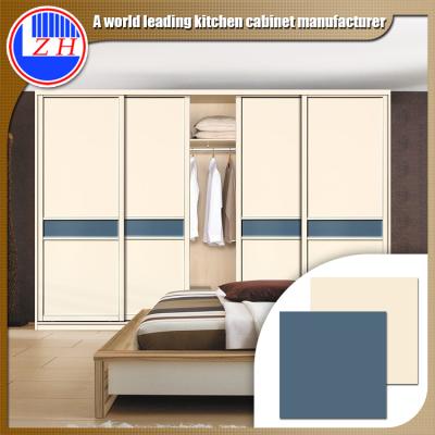 China Sliding Matte Korean Dinner Wardrobe PETG Sliding Doors With Mirror Interior for sale