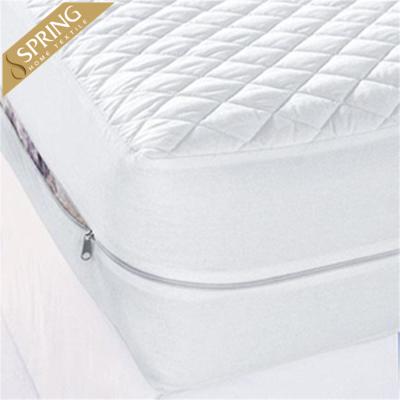 China Anti-bacteria quilted waterproof 100% polyester zipper mattress protector cover with tpu for home use for sale