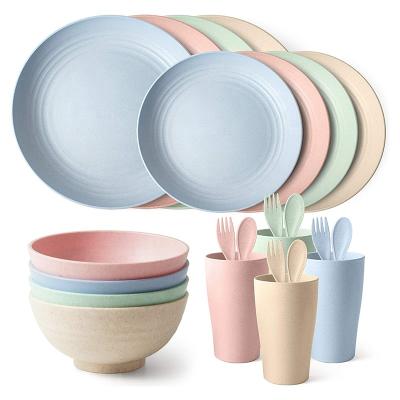 China Lightweight Wheat Straw Dinnerware Sustainable Eco Friendly Biodegradable Food Container Sets for sale