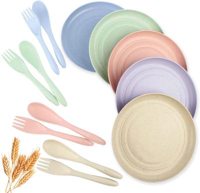 China 8 inch Sustainable Straw Plate Biodegradable Food Container Wheat Reusable, Dishwasher And Microwave Safe Tableware for sale