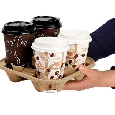 China Disposable Biodegradable Paper Cup Carrier Tray Coffee Cup Tray Holder for sale