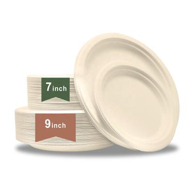 China Sustainable Compostable Disposable Dishes Compost Plates Compostable Biodegradable Pulp Bagasse Oval Sugar Cane Dish for sale