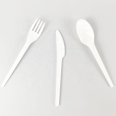 China 100% Biodegradable Disposable Biodegradable Cutlery Set Plastic PLA Soup Cutlery Set Spoon For Food for sale