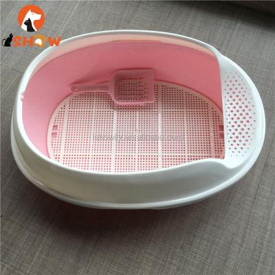 China New sustainable durable toliet / plastic cat litter pan / cat litter tray with pink color for sale