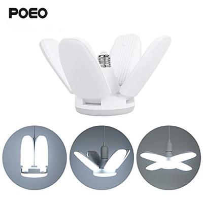 China Deformable Adjustable Warehouse Beam Angle Folding Garage Lamp LED Four Leaf Lamp Folding LED Leaf Light Bulb Three Folding Light Bulb Fan Lamp for sale