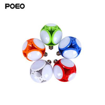 China Warehouse High Brightness Soccer Folding UFO Light Cool White Lamp E27 40W Distorted Leaf Led Foldable Soccer Bulb / Soccer Lamp for sale