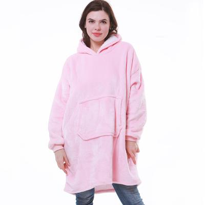 China Microfiber Sherpa Breathable Oversized Wearable Blanket Super Warm And Comfortable Cover Up Hoodie For Women And Men for sale