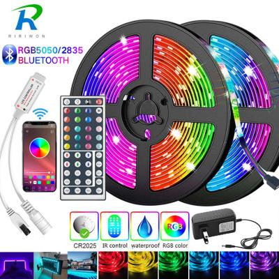 China Waterproof Home LED Strip Lights 5M RGB 5050 RGB LED Strip Light 5M 10m Tape Diode DC 12V Control With Remote Control for sale