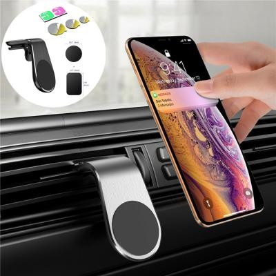 China Durable Free Shipping Zinc Alloy L Type Mobile Phone Air Vent Car Phone Holder Magnetic Mount for sale