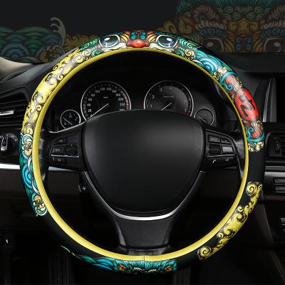 China Four Seasons universal China-chic steering wheel cover new in design Polynesian universal car Peking Opera wheel cover anti slip steering wheel cover for sale