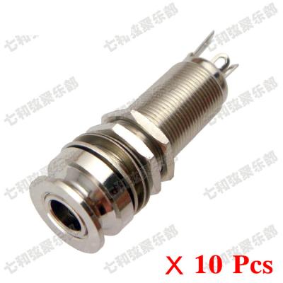 China Brass 10 Pcs Chrome Threaded Cylinder Guitar Bass output Input Strap End Pin Jack Plug Socket 6.35mm for Electric Guitar Bass for sale