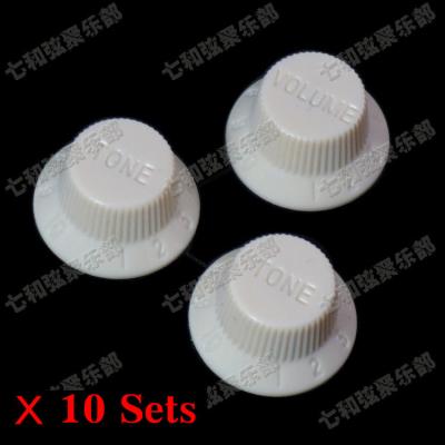 China Plastic 10 Set Ivory White (Figures do not fill color) Electric Guitar Bass Speed Control Knobs (1 Volume & 2 Tone) for sale