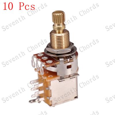 China 10Pcs Brass Split Shaft Push Push Potentiometer For Bass Guitar - A25K B25K A50K B50K A100K B100K A250K B250K A500K B500k As shown in Photo for sale