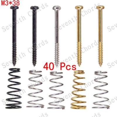 China Metal 40 Pcs Bass Guitar Pickup Mounted Adjust Height Screws and Straight Body Springs - M3*38mm 3 Colour for choose for sale