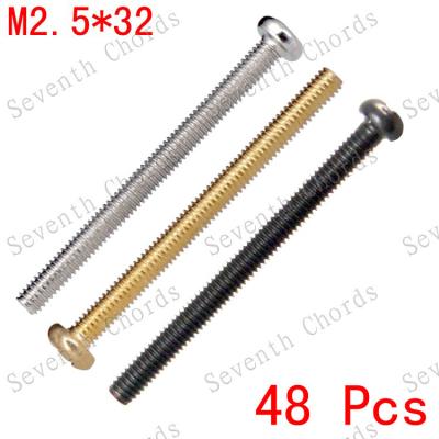 China Metal 48 Pcs/Lot Electric Guitar Double Coil Pickups Humbucker Adjust Height Screws  3 Color for choose - M2.5*32MM Pitch 0.4mm for sale