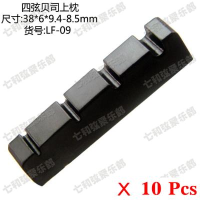 China Plastic 10 Pcs Black Plastic 4 String Electric Bass Guitar Nuts 38 x 6 x 9.4-8.5mm (LF-09-BK-10) for sale