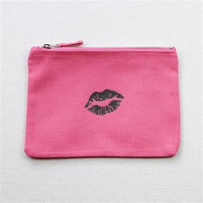 China Pink Wholesale High Quality Canvas Fashion Making Makeup Cosmetic Bag for sale