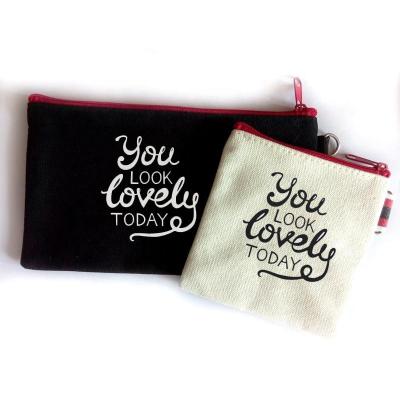 China 2021 Canvas Fashion Promotion Custom Trend Small Beautiful Cotton Make Up Bags Cosmetic Bag for sale