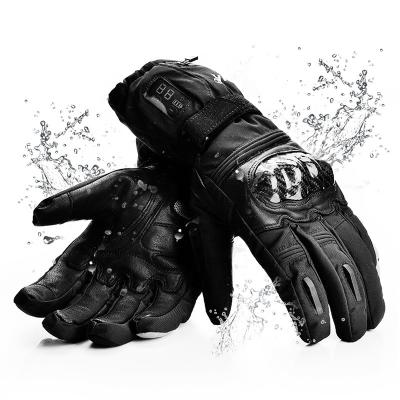 China Motorcycle Gloves Winter Electric Heated Gloves With Carbon Fiber Protective Case Leather Waterproof Thermal Gloves For Motorcycle Riding Skiing for sale