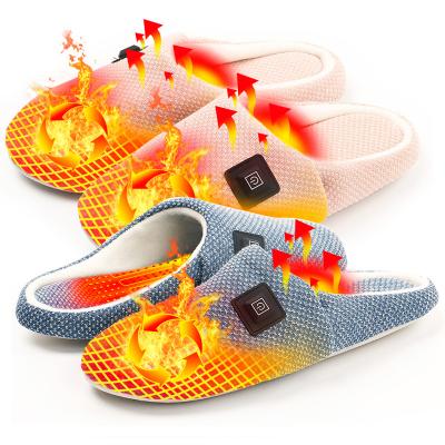 China Usb Battery Rechargable Heated Fiber Heating Carbon Winter Slippers Comfortable Cotton Slippers Shoes For Indoor Bedroom Warm for sale