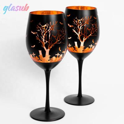 China Wholesale Transparent Halloween Candle Jar DIY Halloween Decor Barware Halloween Wine Glass For Party for sale