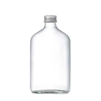 China Empty Glass Juice Wine Sealed Bottle Drinks 350ml Viable Clear Flat Sublimation Water Bottle 200ml 250ml 500ml With Aluminum Lid for sale