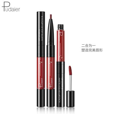 China Pudaier Waterproof Matte Lipstick With Lip Liner 2 In 1 Waterproof Long Lasting Lip Pencil Set Lip Makeup for sale