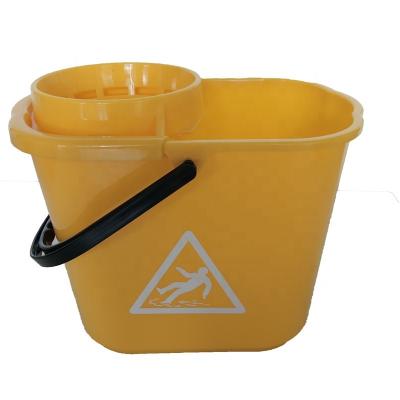 China Sustainable High Quality Yellow Plastic Mop Wringer Bucket With Tap For Effective Floor Cleaning for sale