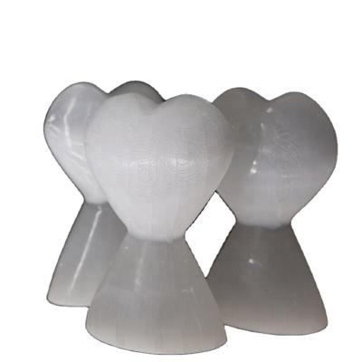 China China wholesale hand cut plaster love column selenite love heart gypsum tower white selenite for gift for sale