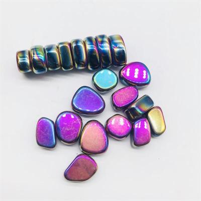 China Europe Wholesale Natural High Quality Magnetic Hematite Rainbow Tumbled Stones for sale