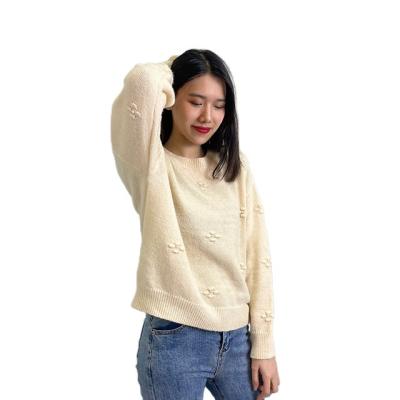 China Anti-wrinkle autumn winter basic design casual solid round neck long sleeved pullover knit sweater tops for women for sale