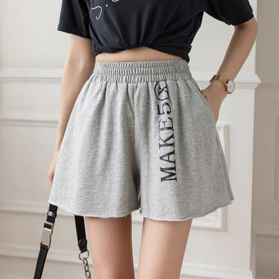 China Wholesale Anti-wrinkle Cotton Women's Sport Shorts New Arrivals Summer Casual Ladies Letter Printed Elastic Waist Short Pants for sale