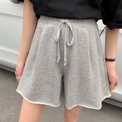 China Anti-Wrinkle Customized Logo Cotton Casual Women Shorts Plus Size Drawstring Girls Shorts Summer Fashion Women Oversized Sports Short Pants for sale