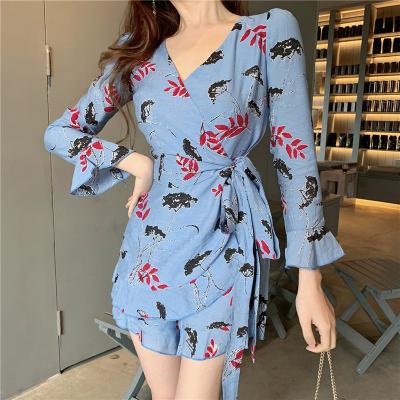 China New QUICK DRY Ladies Fashion Casual Girls Summer New Arrivals Dress Design Overalls Mini Jumpsuits With Bow Belts floral for sale