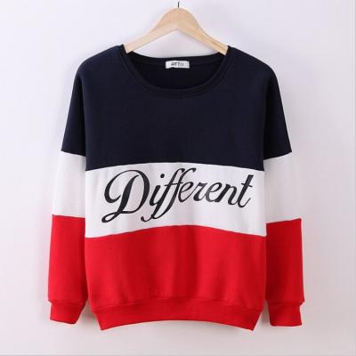 China High Quality Oversized Fit Terry Sweatshirts French Crew Neck Color Block Sweatshirt Women Anti-Wrinkle Print Casual Custom Pullover for sale