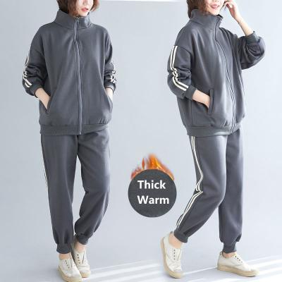 China Autumn Winter Fashion Oversized Anti-pilling Zipper Sweatpants And Sweatshirt Set Hoodie And Fleece Pants Set Tracksuit Women for sale