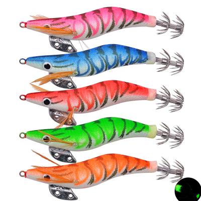 China Sea Plastic Fishing Tackle Kit Slow Jigging Luminous Lightweight Exquisite Wooden Shrimp Lure Groundbait Lure Fish Jigging for sale