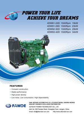 China 17KW-34KW 4DW Series of FAW Diesel Engine for sale